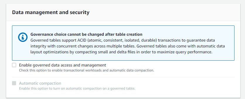 「Data management and security」はオフ