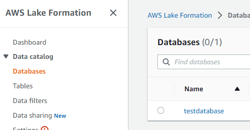 Lake Formationに既存データベースが存在する